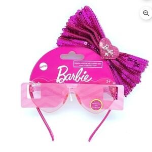 Barbie Girl's Pink Heart Shaped Fashion Sunglasses w/ Matching Headband and Bow